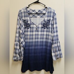 Westport Floral Ombré Blouse Women's Plus Size 3X